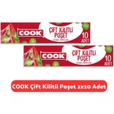 Cook Çift Kilitli Poşet 10 Adet - 2'li - 19 x 25 cm
