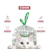 Cook Kedi Tuvaleti Büzgülü Çöp Torbası, 55 x 30 cm, 20 Yaprak, Sabun Kokulu, Beyaz