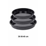 COOK-LAB 30-36-40 Cm 3'lü Siyah Parlak Emaye Yuvarlak Fırın Tepsi Seti