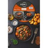 Cook-Lab 36 Cm Siyah Parlak Emaye Yuvarlak Fırın Tepsisi Ve Közmatik Pratik Emaye Közleme Tavası Seti Siyah 30 X 36