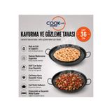 COOK-LAB 36x5 cm Büyük Boy Emaye Kaplama Sağlıklı Fırına Girebilir Ocakta Kullanılabilir Kavurma ve Gözleme Tavası