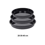 COOK-LAB 3'lü Fırın Tepsi Seti Siyah Parlak Emaye Yuvarlak 20-30-40 Cm