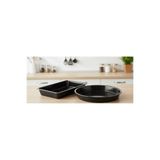 COOK-LAB Siyah Parlak Emaye Yuvarlak Ve Kare Fırın Tepsi Seti 36 Ve 26*37 Cm 2 Adet