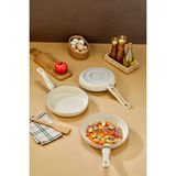 CookChef Classico Granit Tava Seti 20-24-28 cm 3 Parça Krem Bakalit Sap