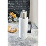 Cooker 1.5 Litre Çift Katlı Çelik Termos - 24 Saat Sıcak, 48 Saat Soğuk, Kulplu (Kamp, Piknik, Ofis, Seyahat, Outdoor) - 1,5 lt - Beyaz
