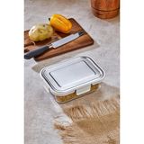 Cooker 1000 ml Cam Saklama Kabı – Paslanmaz Çelik Kapaklı, Hava Geçirmez, Mikrodalga ve Buzdolabı Uyumlu - Beyaz Şeffaf