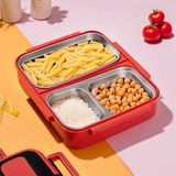 Cooker 1392-2 Celik Hazneli 3 Bolmeli Beslenme Kutusu Lunchbox Sefer Tasi - Turuncu