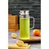 Cooker 1600 ml Isıya Dayanıklı Borosilikat Cam Sürahi, Metalik Gümüş Kapaklı