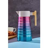 Cooker 2 Litre Çift Katmanlı Paslanmaz Çelik Termos Bambu Saplı, 12 Saat Sıcak 24 Saat Soğuk Tutma Kapasite Mavi Pembe 2097mavipembe