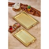 Cooker 2'li Dikdörtgen Gold Kulplu Sunum Tepsisi CKR3540 - 0 - 3 L