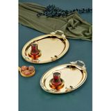 Cooker 2'Li Kelebekli Metal Oval Sunum Tepsisi 49X33 Cm Ve 41X20 Cm