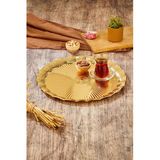 Cooker 35 Cm Metal Yuvarlak Gold Sunum Tepsisi Ckr3904