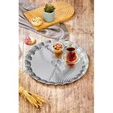 Cooker 35 Cm Metal Yuvarlak Gümüş Sunum Tepsisi Ckr3903