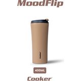 Cooker 400 ml 304 Paslanmaz Çelik Termos – Çift Kat, Sızdırmaz, 6 Saat Sıcak & 6 Saat Soğuk - Bej - 0,40 lt