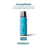 Cooker 500 ML Çift Kat Sızdırmaz Paslanmaz Çelik Termos, Mavi, 12 Saat Sıcak 24 Saat Soğuk Koruma
