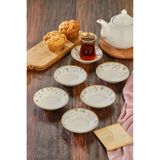 Cooker 6 Adet Desenli Porselen Çay Tabağı, Çok Renkli, 8 x 8 cm