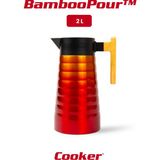 Cooker Bamboopour 2 Litre Paslanmaz Çelik Bambu Saplı Termos CKR2097 - Kırmızı - Sarı - 2 lt