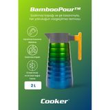 Cooker Bamboopour 2 Litre Paslanmaz Çelik Bambu Saplı Termos CKR2097 - Mavi - Yeşil - 2 lt