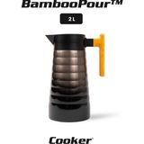 Cooker Bamboopour 2 Litre Paslanmaz Çelik Bambu Saplı Termos CKR2097 - Siyah - Gri - 2 lt