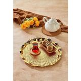 Cooker Cooker Yuvarlak Gold Metal Tepsi 35 cm