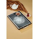 Cooker Damat Kahve Tepsisi, Servis Tepsisi, Dekoratif Sunum Tepsisi, 33 x 23 cm, Siyah