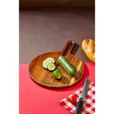 Cooker Doğal Akasya Ağacı Yuvarlak Kesme ve Sunum Tahtası - 40X28 cm