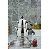 Cooker Everest 18/10 Paslanmaz Çelik 0.75 L Demlik 1.75 L Alt Hazneli Orta Boy Çaydanlık