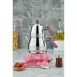 Cooker Everest 18/10 Paslanmaz Çelik Orta Boy Çaydanlık 0,75 L Demlik 1,75 L Alt Hazne