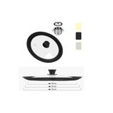 Cooker Evrensel 3 Boyutlu Kademeli Silikon Kenarlı Cam Tencere&Tava Kapağı 28-30-32Cm Uyumlu