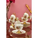 Cooker Gülpare 6 Kişilik 90 ml Porselen Kahve Fincan Takımı CKR3867 - Pembe