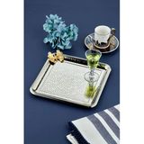 Cooker Kelebekli Metal Kare Gümüş Sunum Tepsisi Ckr3174