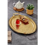 Cooker Metal Battal Boy Oval Gold Sunum Tepsisi 57X37 Cm Ckr3542