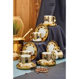 Cooker Royal Crest 90 ml 6 Kişilik Porselen Kahve Fincan Takımı CKR3869 - Siyah