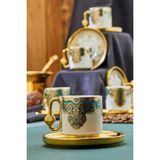 Cooker Royal Crest 90 ml 6 Kişilik Porselen Kahve Fincan Takımı CKR3869 - Yeşil