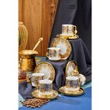 Cooker Royal Crest 90 ml 6 Kişilik Porselen Kahve Fincan Takımı, Lacivert