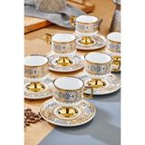 Cooker Zerina 6 Kişilik 90 ml Porselen Kahve Fincan Takımı CKR4528 - Beyaz