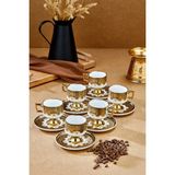 Cooker Zerina 6 Kişilik 90 ml Porselen Kahve Fincan Takımı CKR4528 - Siyah