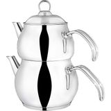 Cookina Plus Ege Gümüş Metal Kulp Orta Boy Çaydanlık Seti