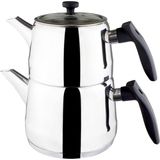 Cookina Plus Lara Orta Boy Gümüş Çaydanlık Seti