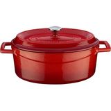 Cookware Trendy Dökme Demir Emaye Güveç Tenceresi/kızartma Tavası, Oval, 25 Cm, 3,19 L, Kırmı - Çok Renkli - Standart
