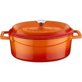 Cookware Trendy Dökme Demir Emaye Güveç Tenceresi/kızartma Tavası, Oval, 25 Cm, 3,19 L, Turuncu - Çok Renkli - Standart