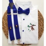 Cool Bebe Maymun Kukuli Askı Papyon Gömlek - Saks Mavi - 5 Yaş