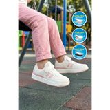 Cool Beyaz Pudra Fileli Hafif Cırtlı Kız Çocuk Spor Ayakkabı Stella F