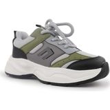 Cool C.birian Bağlı Cırtlı Ortopedik Kalın Taban Sneakers Çocuk Spor Ayakkabı - Beyaz - Haki