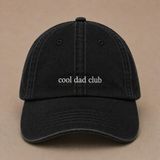 Cool Dad Club Nakışlı Vintage Yıkamalı Erkek Kep Şapka Babalar Günü Özel Sipariş - Standart - Siyah