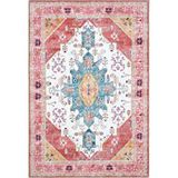 Cool Halı Beylerbeyi By 837 Pembe Halı Etnik Desenli Otantik Ev Salon Halısı Yıkanabilir Şönil Halı Çok Renkli