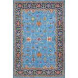 Cool Halı Beylerbeyi By 845 Mavi Halı Çiçek Desenli Otantik Ev Salon Halısı Yıkanabilir Şönil Halı Çok Renkli