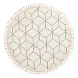 Cool Halı Bress 1407 Beyaz Halı Bukle İskandinav Halı Etnik Antre Halısı Dekoratif Yuvarlak Mutfak Halısı