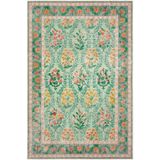 Cool Halı Daisy Su Yeşili Halı Çiçekli Dokuma Şönil Halı Bohem Eskitme Vintage Oda Halısı