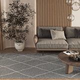 Cool Halı Elit 02 Gri Bukle Salon Halısı Modern Mutfak Halısı Geometrik Halı Koridor Halısı Yolluk